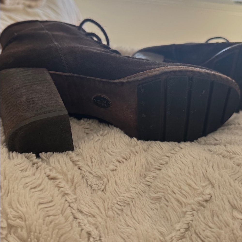 Frye Parker Moc Ankle Charcoal Oiled Suede Boots Booties 8 - Picture 6 of 8